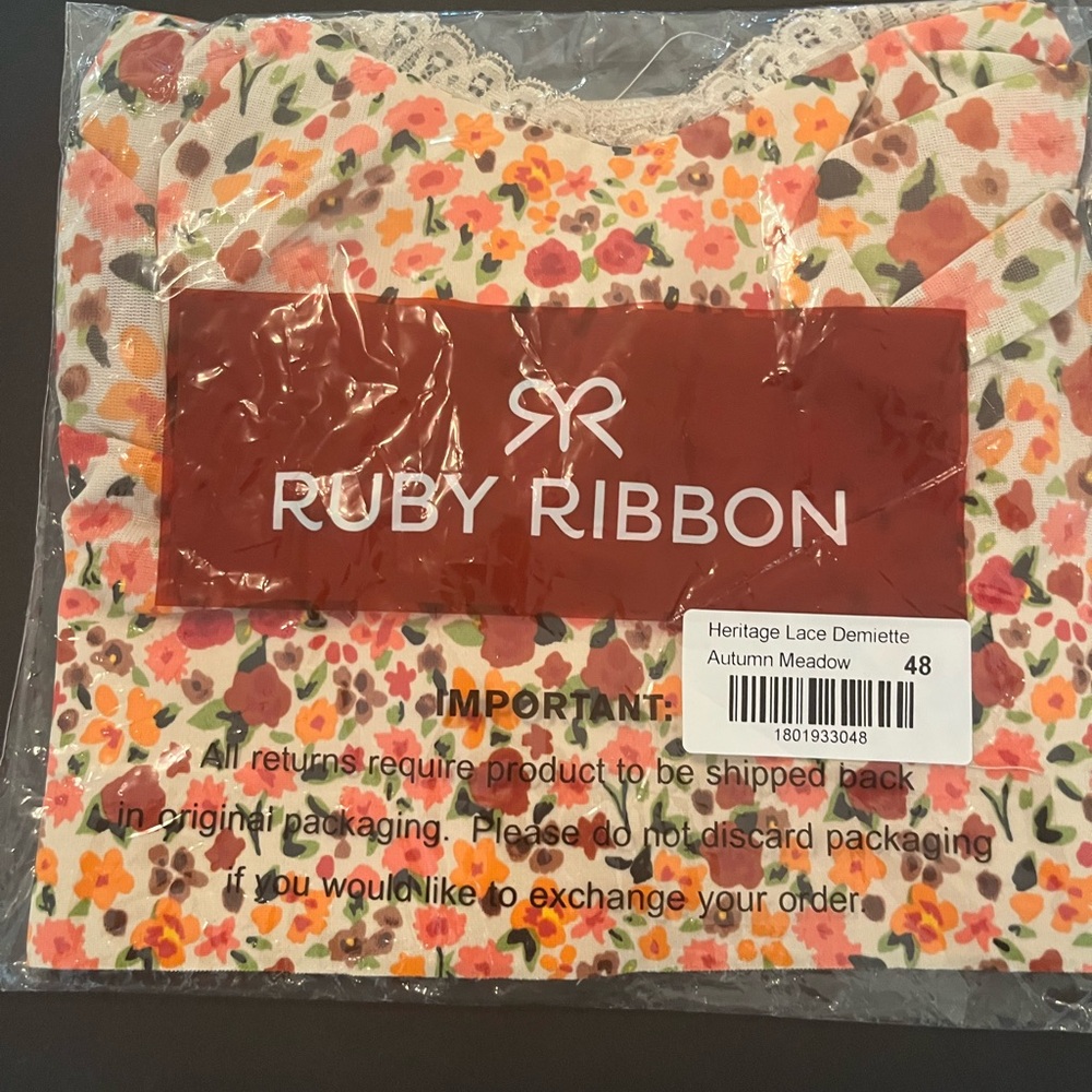 Ruby Ribbon Heritage Lace "Autumn Meadow" Demiette Bra Sz 48 NEW in Pkg